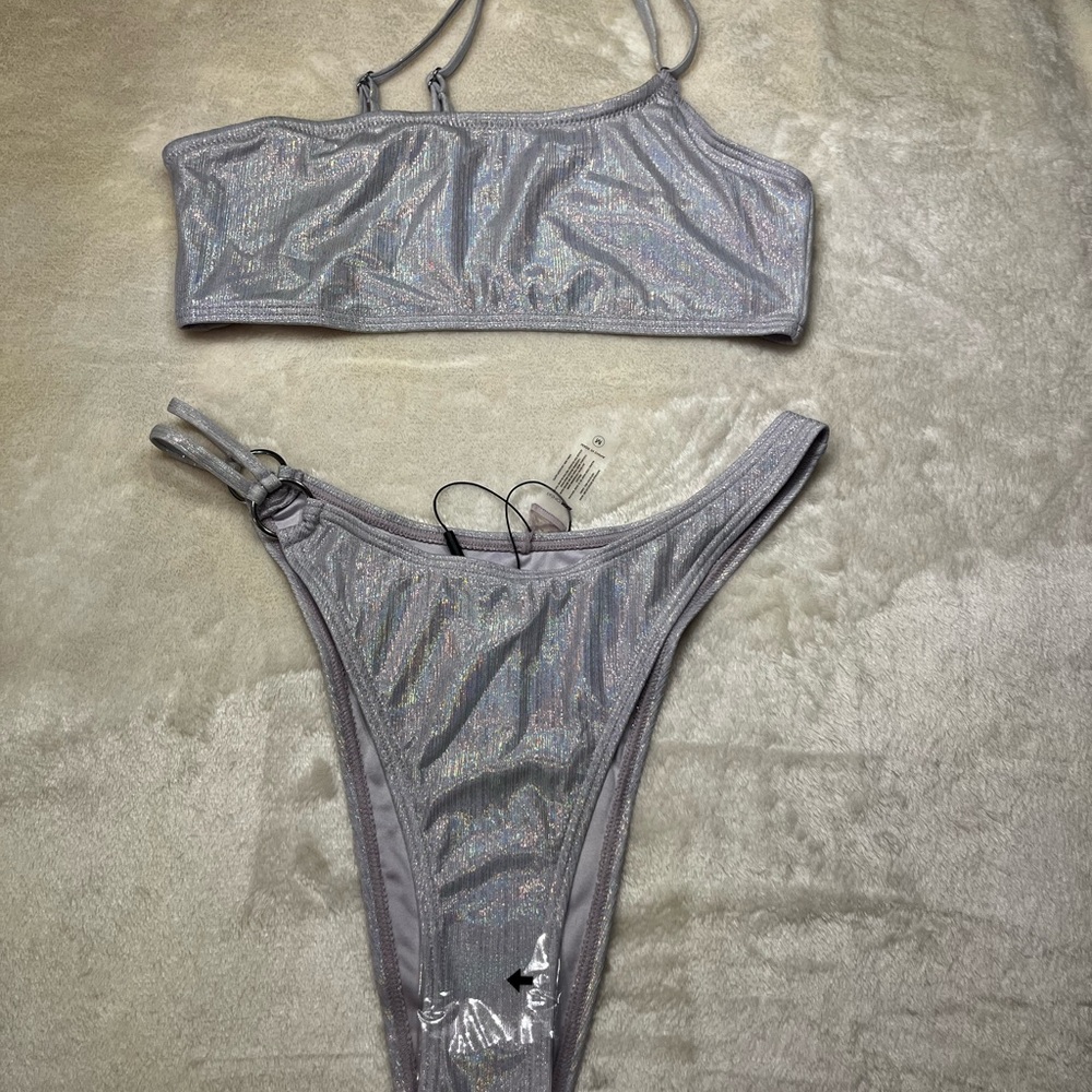 Shimmering Silver Bikini Set